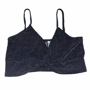 H&M Divided Knotted Shimmery Black Size Medium Tank Top